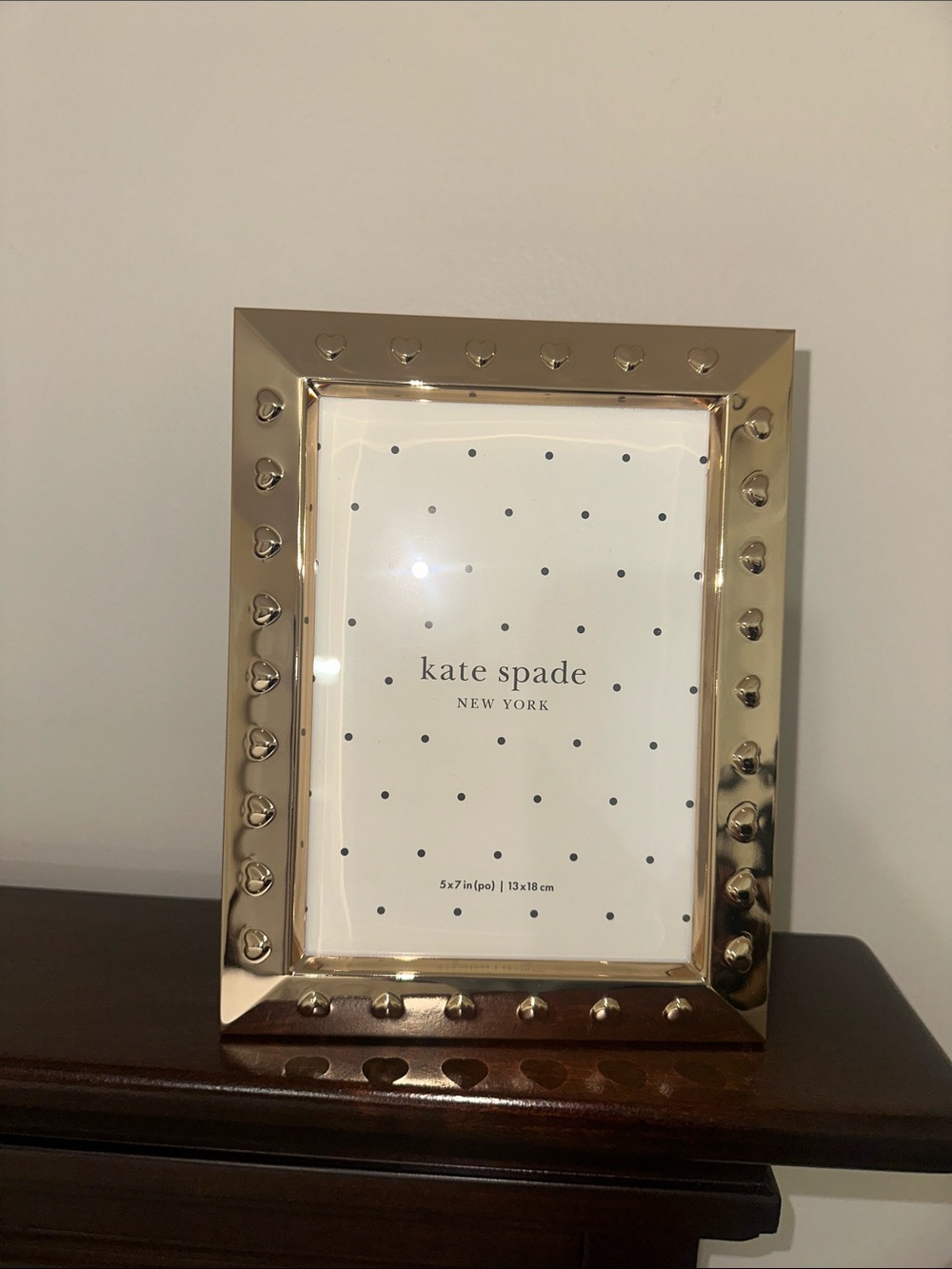 Kate Spade x Lenox Gold Tone Plush Back Rectangular Heart Accent Picture Frame